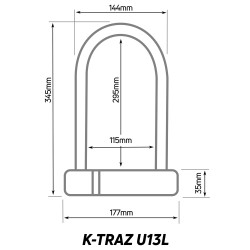 ANTIVOL VELO HOMOLOGUE U ZEFAL K-TRAZ U13 A CLE 90x140mm D 13mm AVEC  SUPPORT CLIP 